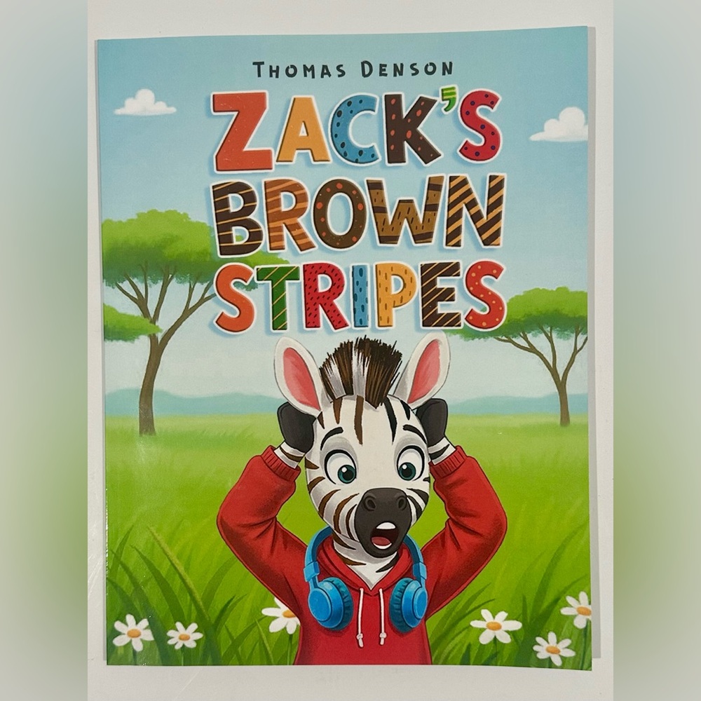 Zack’s Brown Stripes- Thomas Denson Paperback Signed Kids Picture Book Zebra NEW
